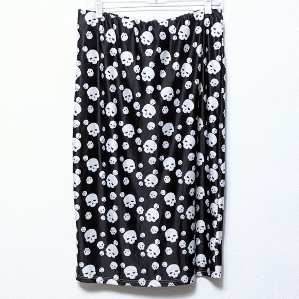 BRICKYARD BUFFALO Skull Punk Goth Midi Skirt XL